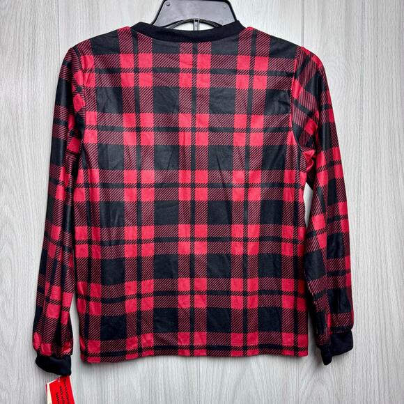 Cuddl Duds Christmas Pajama Top Size 14 Petite Girls Buffalo Plaid Red Black - Picture 5 of 11